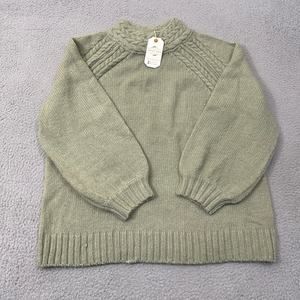 Loveriche Sweater Womens 1X Green Long Sleeve Chunky Knit Round Neck Sweater NEW
